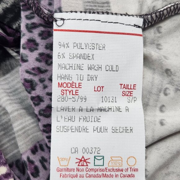 Lana Lee Purple Print Top Size S, Long Sleeve, Tie Front, New Made in Canada - Picture 7 of 7